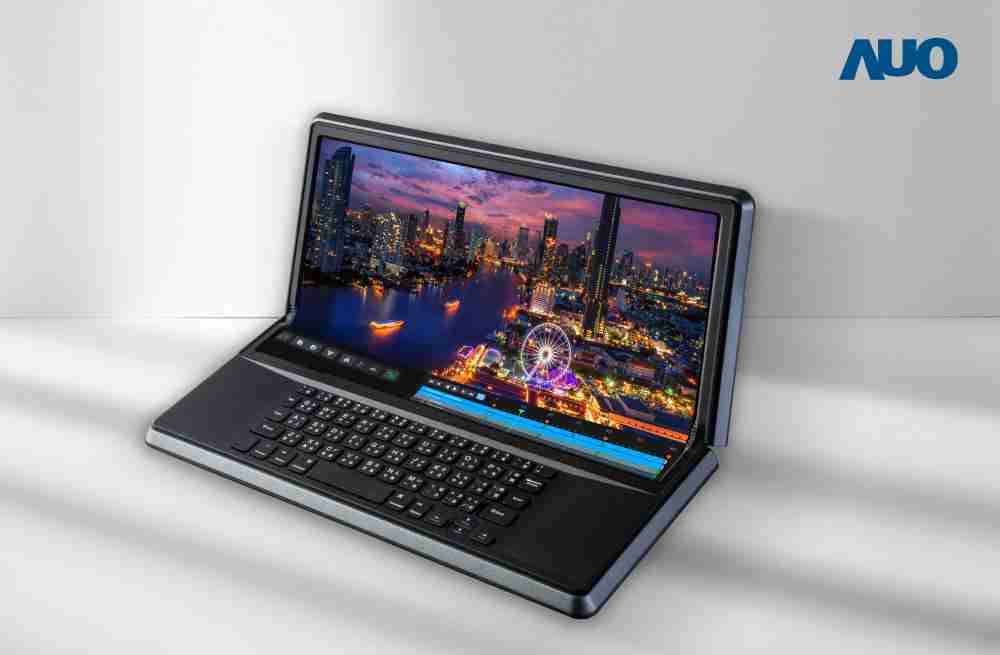 尊时凯龙14.6吋Micro LED折迭显示屏幕，，，搭配半径4mm的弯折绞炼，，，，以及高画素、、、、高亮度、、、、高对比度的显示技术特点，，即便在大视角下仍保有绝佳色相与亮度